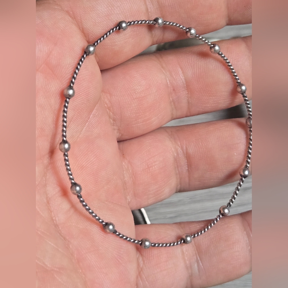 Elegant Sterling Silver Beaded Bracelet